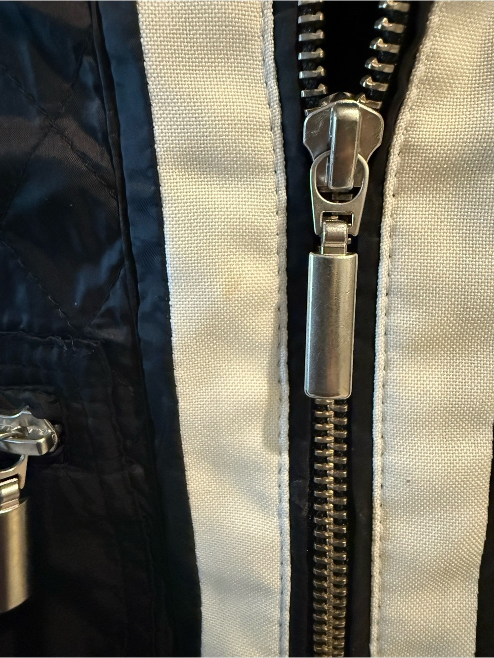 Chicos Black and White Quilted Zip-Front Jacket - Picture 5 of 7